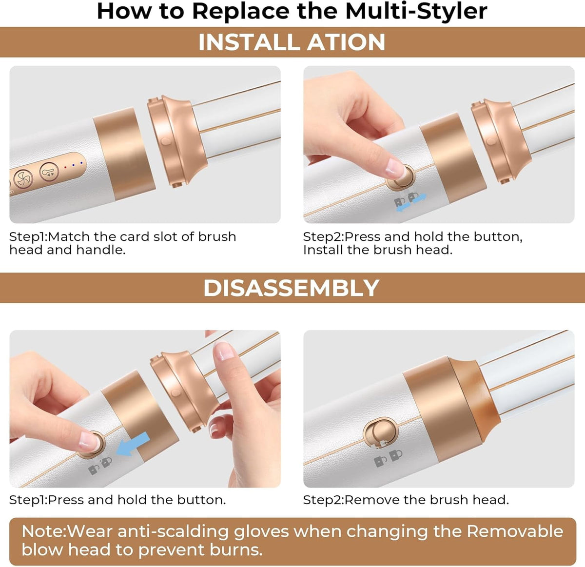7 in 1 Hair Dryer Brush,  Powerful Blow Dryer Brush with Auto- Wrap Curler, Detachable Fast Drying, Volumizing, Curling, Straightening, Ionic Hair Dryer with Diffuser, Hair Styling Tools