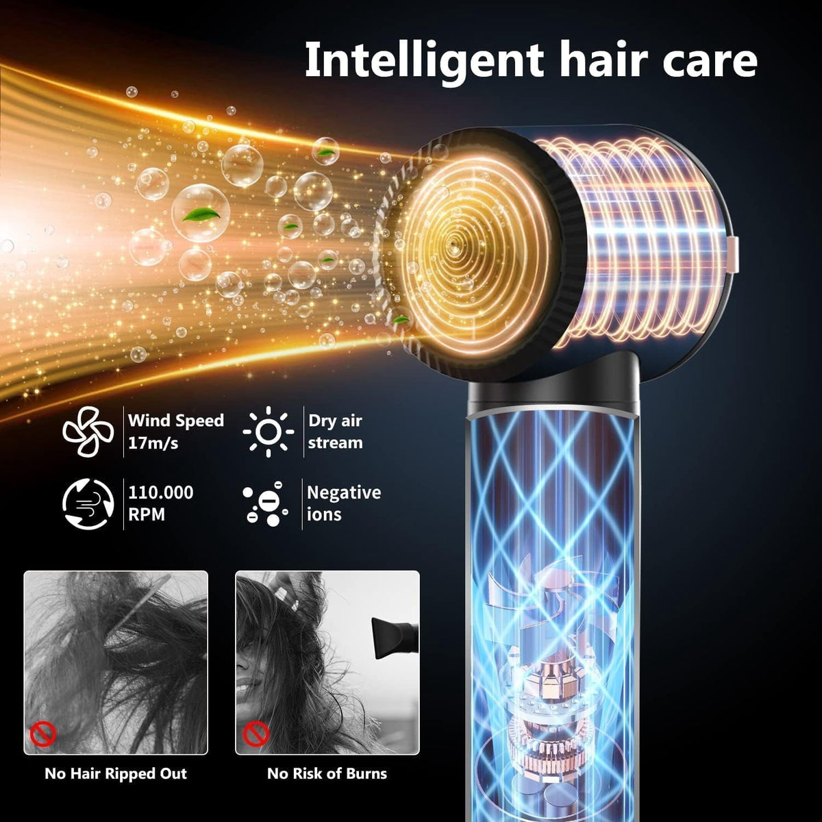 7 in 1 Hair Dryer Brush,  Powerful Blow Dryer Brush with Auto- Wrap Curler, Detachable Fast Drying, Volumizing, Curling, Straightening, Ionic Hair Dryer with Diffuser, Hair Styling Tools